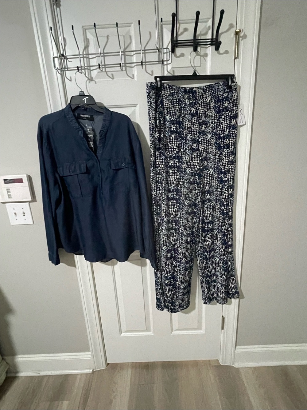 Woven Navy Printed Wide-Leg Pants - Women's 1x inner circle xl top